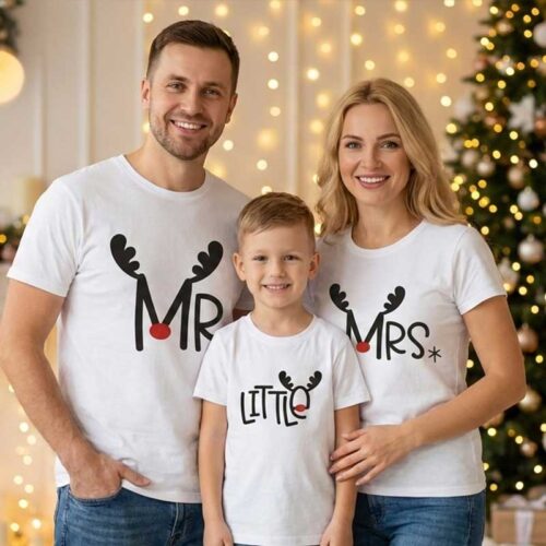 Set 3 Tricouri Crăciun Mr Mrs and Little