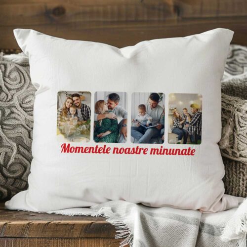 Pernă Personalizată cu 4 poze și mesaj