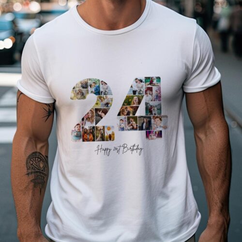Tricou Personalizat Colaj Aniversare 24 ani