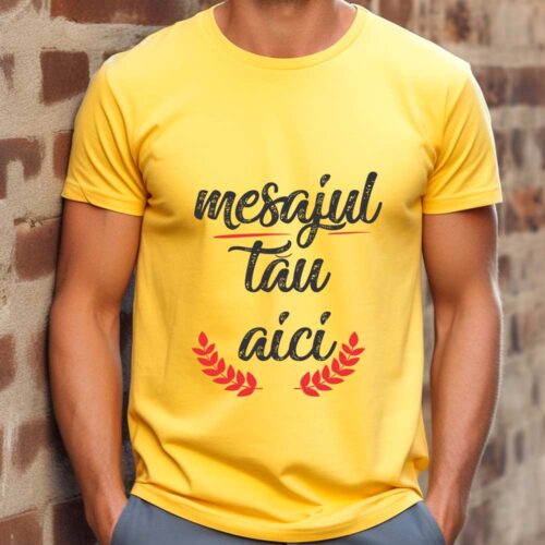 Tricou Galben Personalizat cu mesajul tău