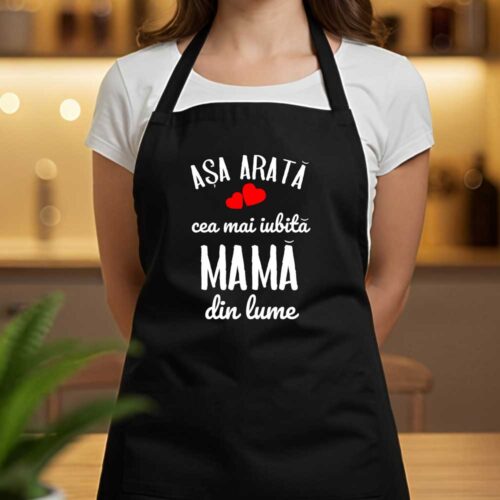 Șorț Personalizat Așa arată cea mai iubită Mama din lume