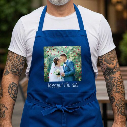 Șorț Albastru Personalizat cu poza și mesajul tău