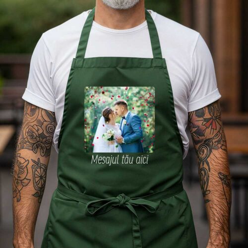 Șorț Verde Personalizat cu poza și mesajul tău