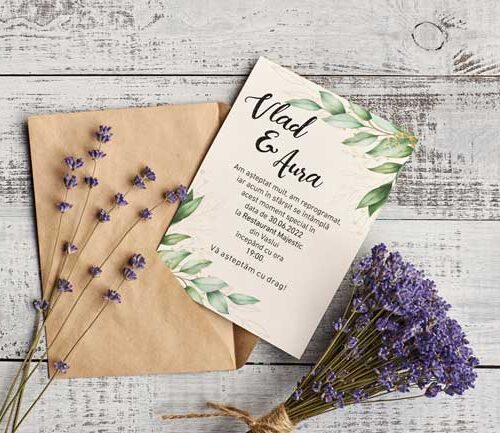 Invitație Nuntă Classic Green Flowers Alege acum un cadou personalizat