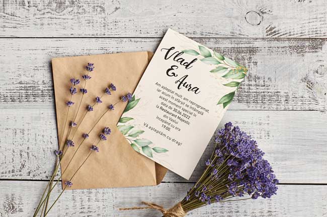 Invitație Nuntă Classic Green Flowers Alege acum un cadou personalizat