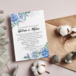 Invitație motiv floral - Albastru - Include Personalizarea