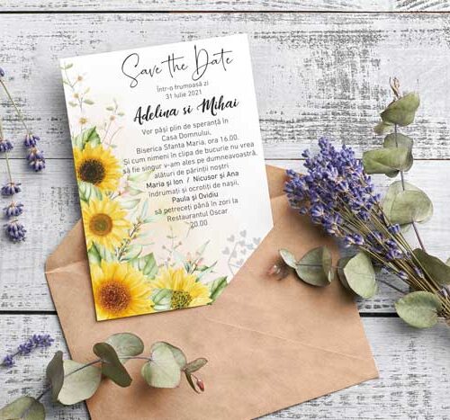 Invitatie Nunta Model3 cu floarea soarelui