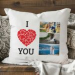 Pernă Personalizată cu 3 poze I Love You