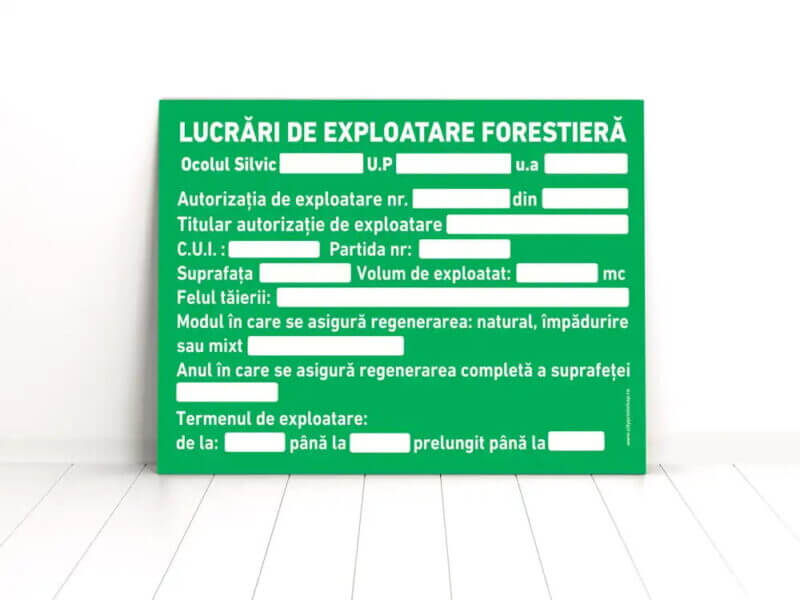 Panou LUCRARI DE EXPLOATARE FORESTIERA Alege acum un cadou personalizat
