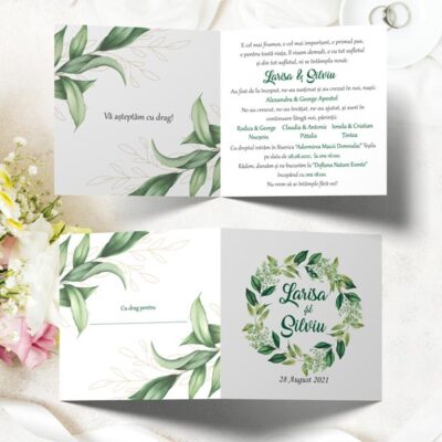 Invitație Nuntă Green Flowers
