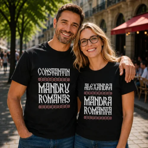 Set Tricouri Cuplu Personalizate - Mândru Românaș