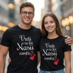 Tricouri personalizate cuplu - Vreti sa fiti nașii noștrii