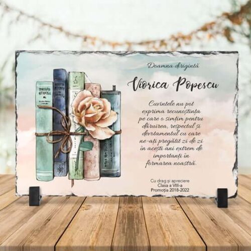 Piatră Ardezie Personalizată cu mesaj pentru doamna dirigintă