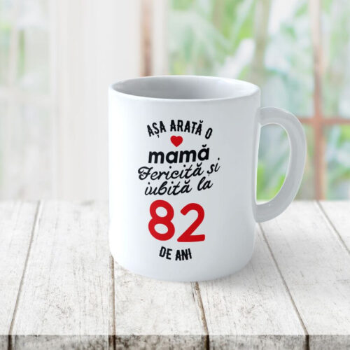 Cană Personalizata Așa arată o Mamă fericită și iubită la 82 de ani