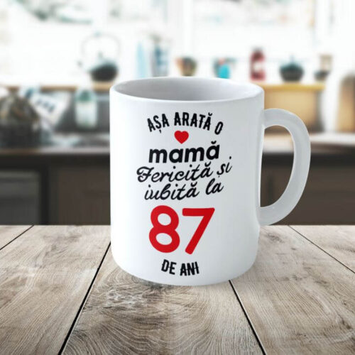 Cană Personalizata Așa arată o Mamă fericită și iubită la 87 de ani