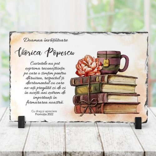 Piatră Ardezie Personalizată cu mesaj pentru doamna învătătoare