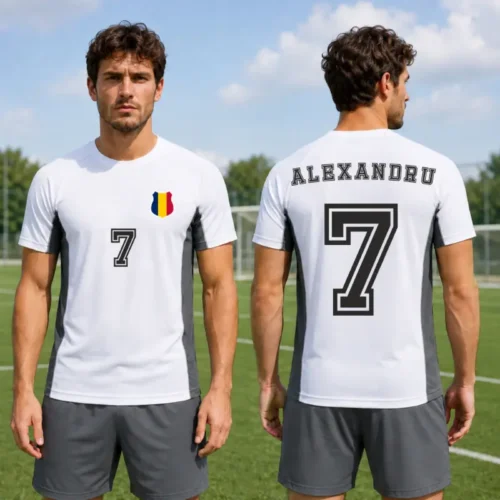 Tricou Alb Fotbal Personalizat cu nume și număr