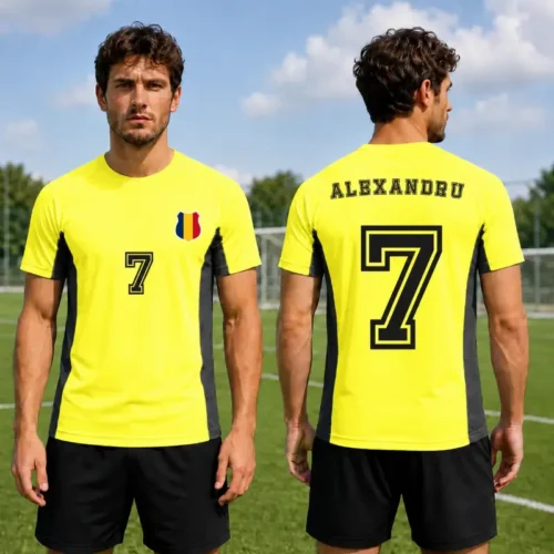 Tricou Galben Fotbal Personalizat cu nume și număr