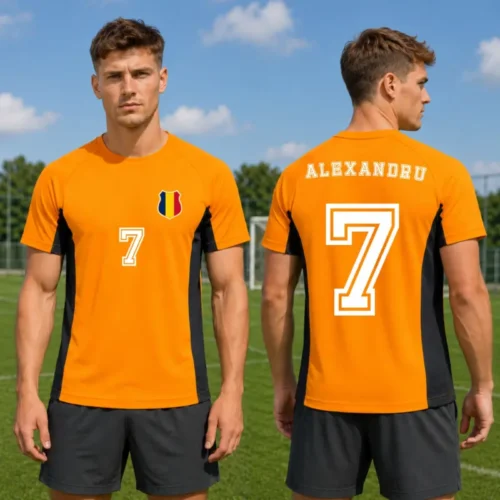 Tricou Portocaliu Fotbal Personalizat cu nume și număr