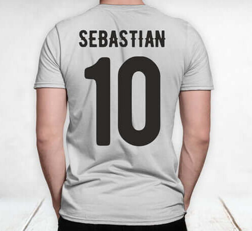 Tricou personalizat cu nume și număr model alb