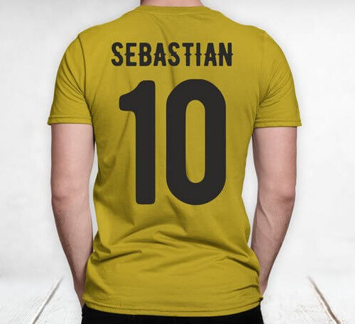 Tricou personalizat Fotbal cu nume și număr model galben