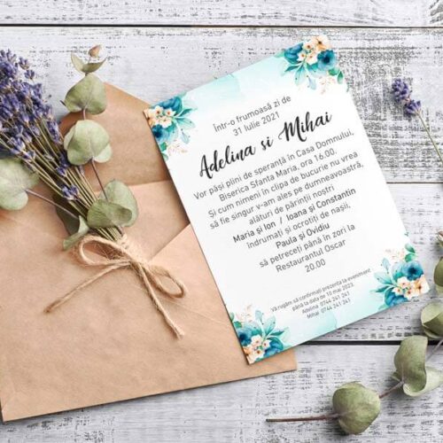 Invitație Blue Flowers