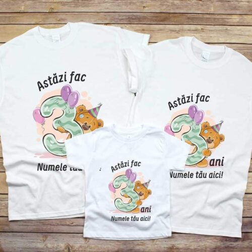 Set Tricouri Familie Astazi fac 3 ani