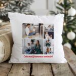 Perna patrata personalizata cu 6 poze si mesaj