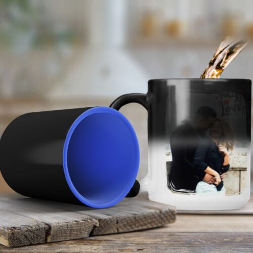 Cană termosensibilă personalizată interior albastru