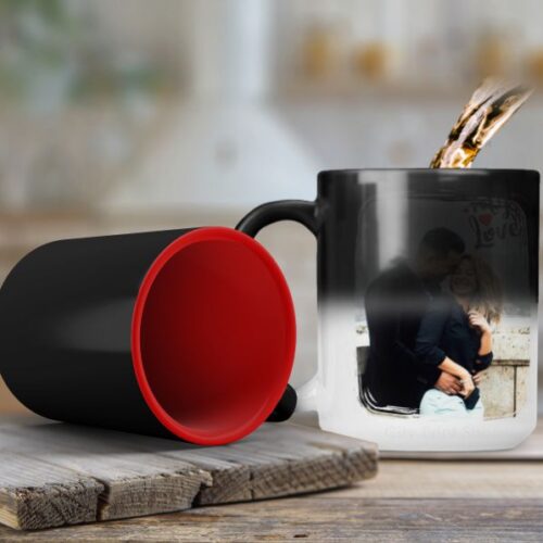 Cană termosensibilă personalizată interior rosu