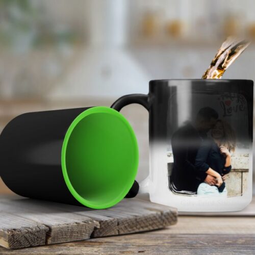 Cană termosensibilă personalizată interior verde