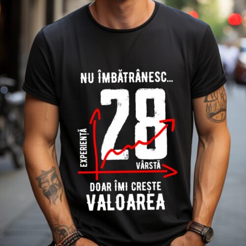 Tricou Nu îmbătrânesc doar îmi crește valoarea 28 ani