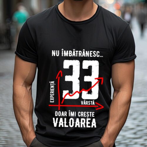 Tricou Nu îmbătrânesc doar îmi crește valoarea 33 ani