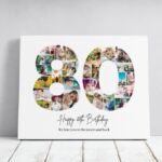 Tablou Personalizat Cadou Colaj Aniversare 80 de ani