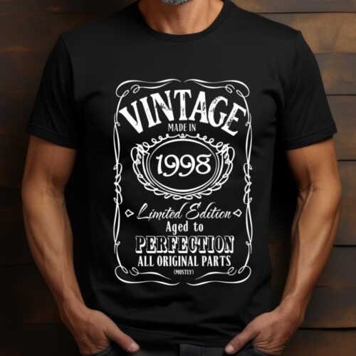 Tricou Personalizat Vintage Made In 1998 Aged to Perfection