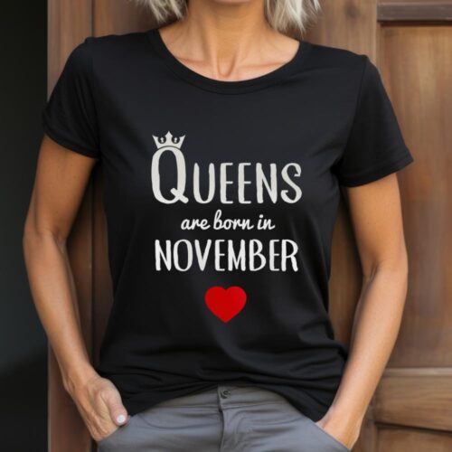 Tricou Personalizat Queens are born in November_tricou negru dama