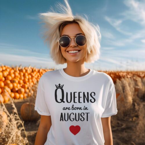 Tricou Personalizat Queens are born in august_tricou dama alb 13