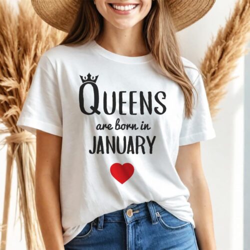 Tricou Personalizat Queens are born in january_tricou dama alb 18
