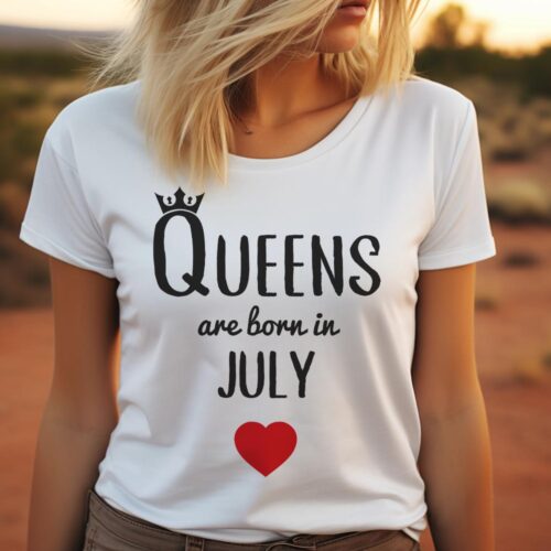 Tricou Personalizat Queens are born in july_tricou dama alb 19