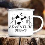 Cana metalica emailata personalizata  ADVENTURE BEGINS M/2072