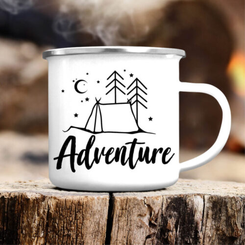 Cana metalica emailata personalizata "Adventure"