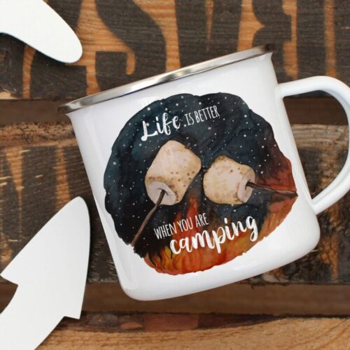 Cana metalica emailata personalizata "LIFE"