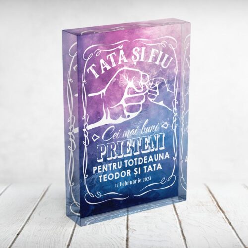 Cristal Personalizat Tata si Fiu Cei mai buni prieteni