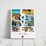 Tablou Personalizat Cuplu Colaj LOVE 8 Poze si Mesaj