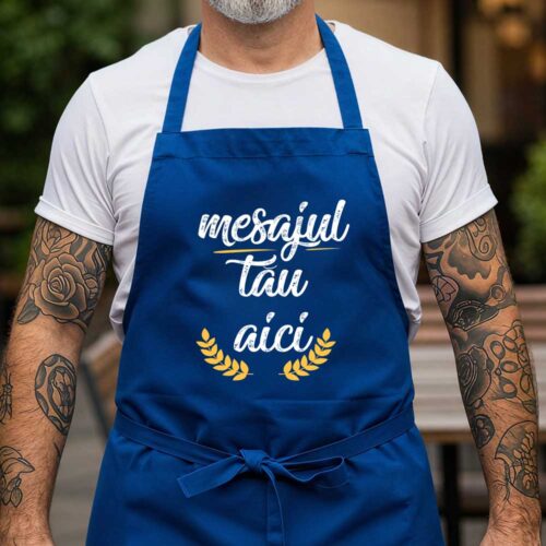 Șorț Personalizat cu mesajul tău albastru