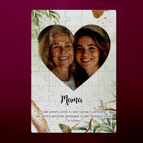 Puzzle personalizat cu poza mesaj pentru mama