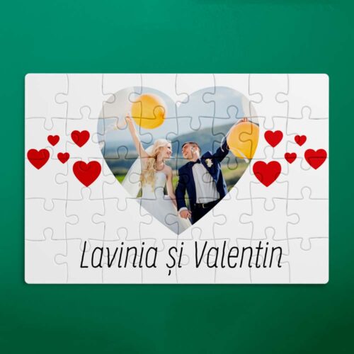 Puzzle personalizat inimi cu poza si nume