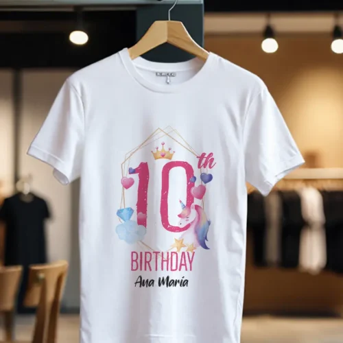 Tricou Personalizat 10th Birthday cu Unicorn_Tricou_alb