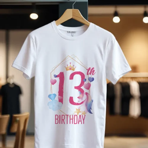 Tricou Personalizat 13th Birthday cu Unicorn_Tricou_alb