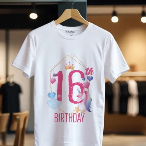 Tricou Personalizat 16th Birthday cu Unicorn_Tricou_alb